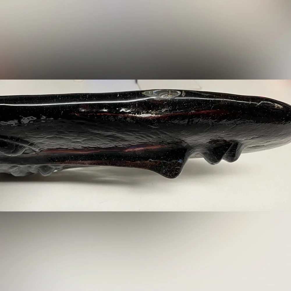 Abstract Black and Purple Glass Face Sculpture - Picture 4 of 4